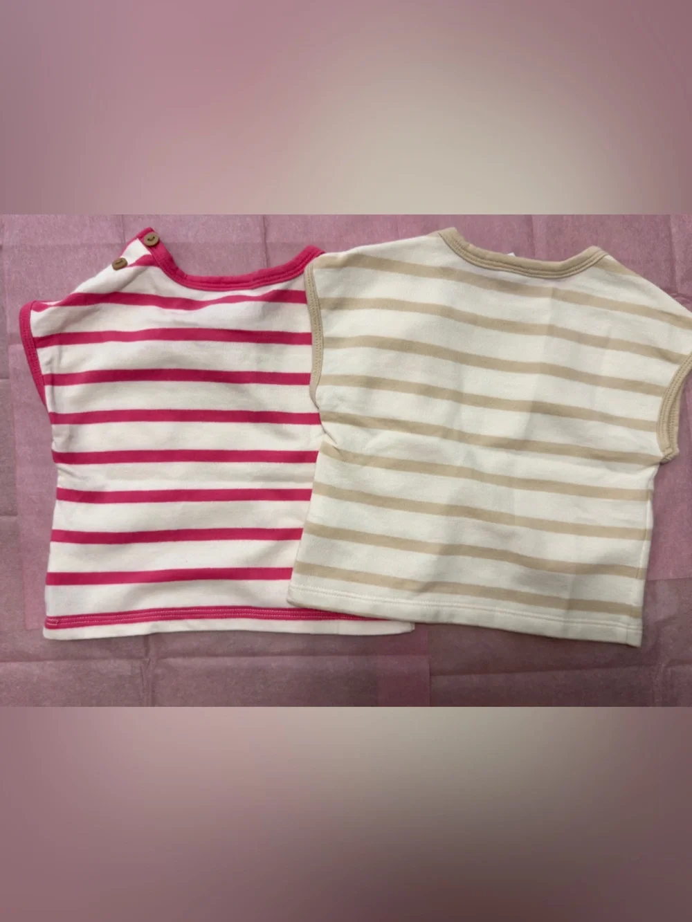 Old Navy Pink & Cream Striped Kids Pajama Tank Tops with Sea Creature Pockets